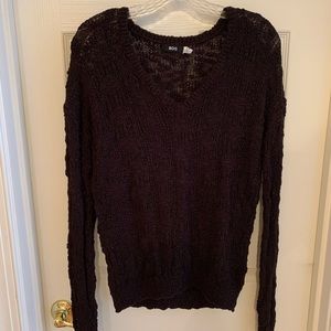 BDG black textured knit v neck sweater